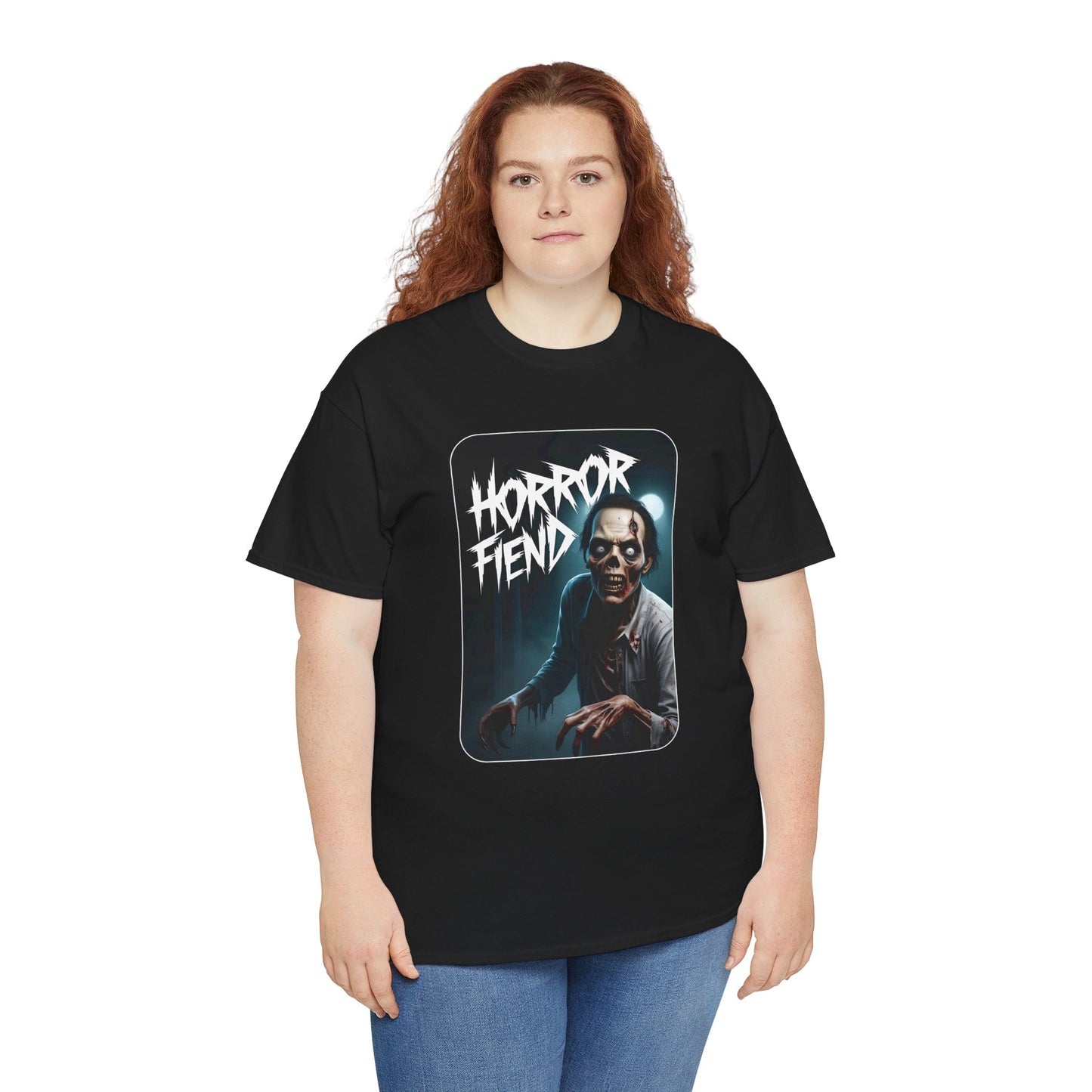 Horror Fiend Unisex Heavy Cotton Tee - Spooktacular Graphic Tee for Horror Enthusiasts