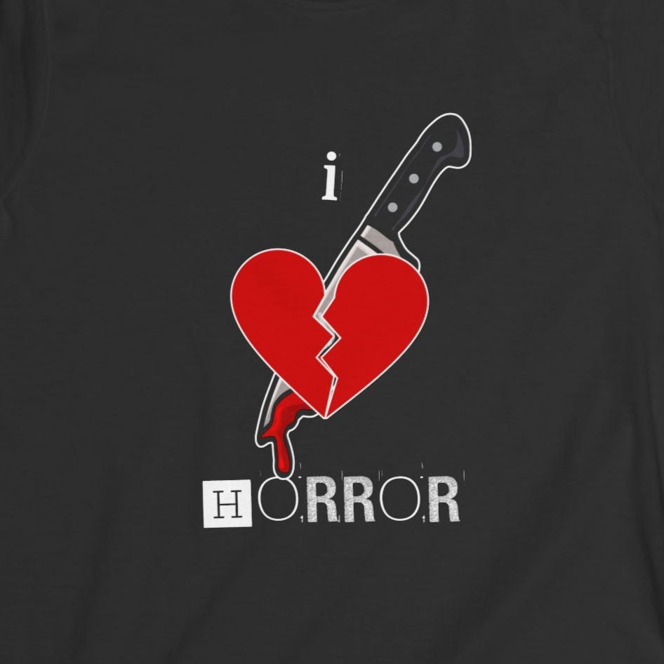 I Love Horror Women's Graphic Tee - Perfect for Halloween Fans