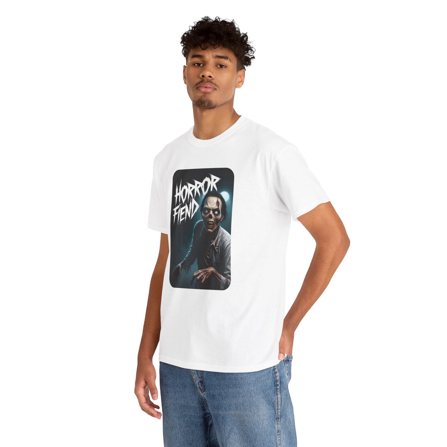 Horror Fiend Unisex Heavy Cotton Tee - Spooktacular Graphic Tee for Horror Enthusiasts