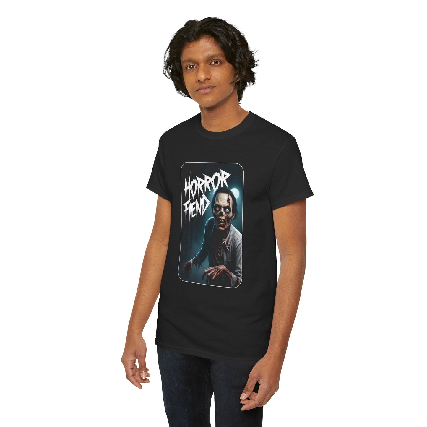 Horror Fiend Unisex Heavy Cotton Tee - Spooktacular Graphic Tee for Horror Enthusiasts