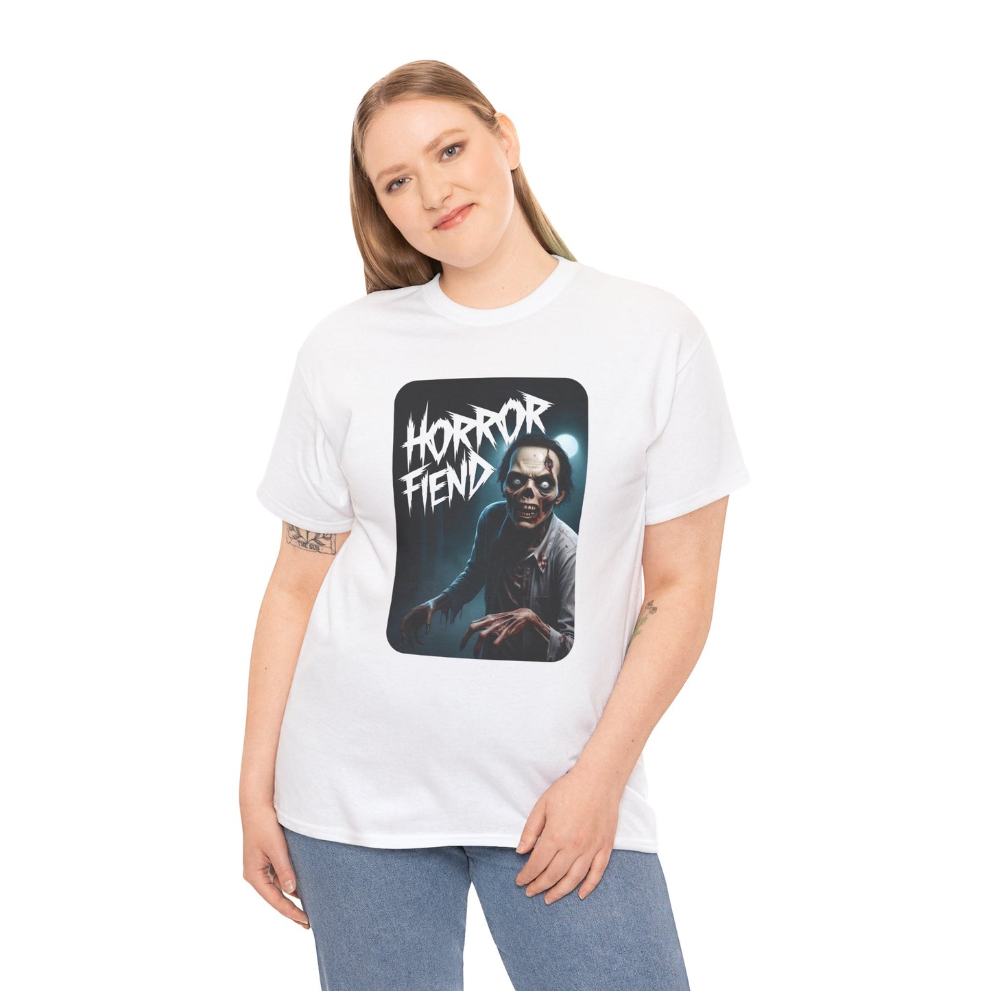 Horror Fiend Unisex Heavy Cotton Tee - Spooktacular Graphic Tee for Horror Enthusiasts