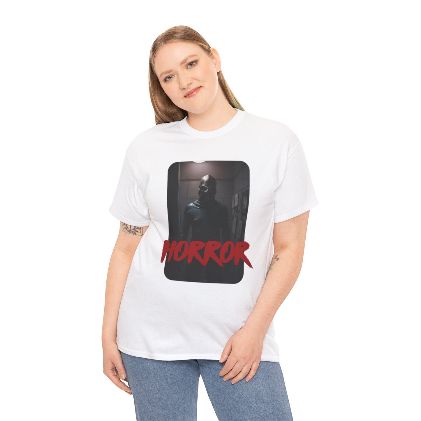 Horror-Themed Unisex Heavy Cotton Tee for Halloween and Horror Movie Fans
