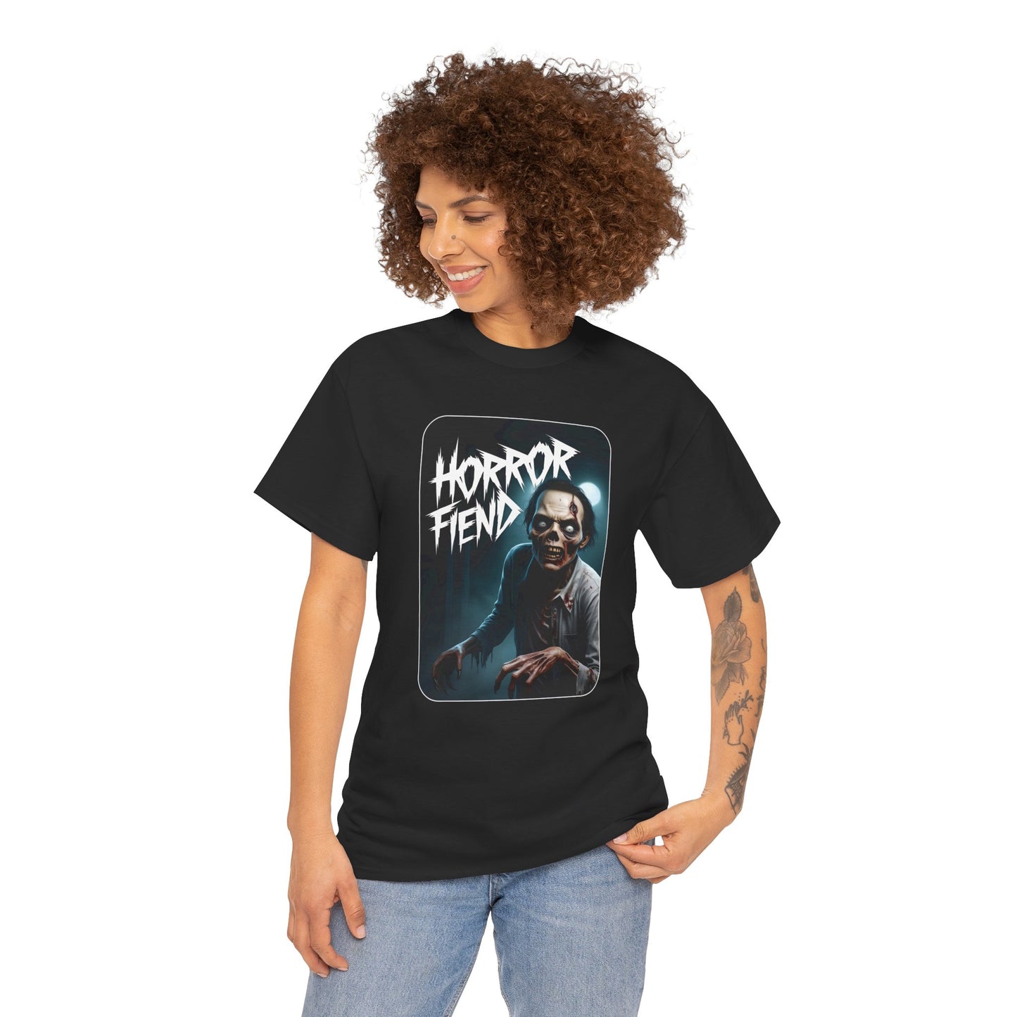 Horror Fiend Unisex Heavy Cotton Tee - Spooktacular Graphic Tee for Horror Enthusiasts
