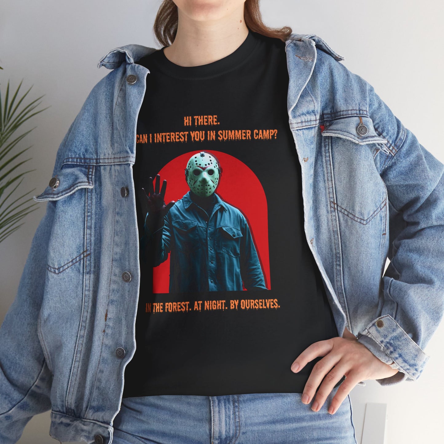 Horror Heavy Cotton Tee - 'Can I Interest You in Summer Camp?' Classic Horror Inspired Shirt