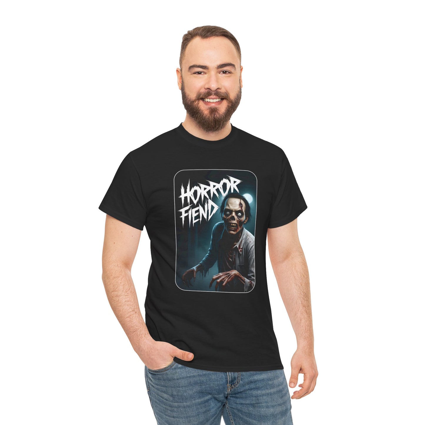 Horror Fiend Unisex Heavy Cotton Tee - Spooktacular Graphic Tee for Horror Enthusiasts