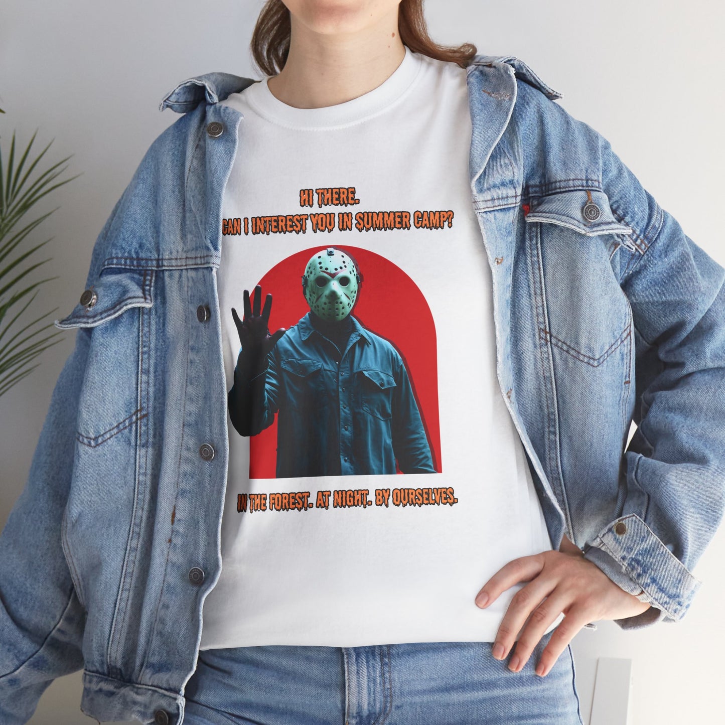 Horror Heavy Cotton Tee - 'Can I Interest You in Summer Camp?' Classic Horror Inspired Shirt