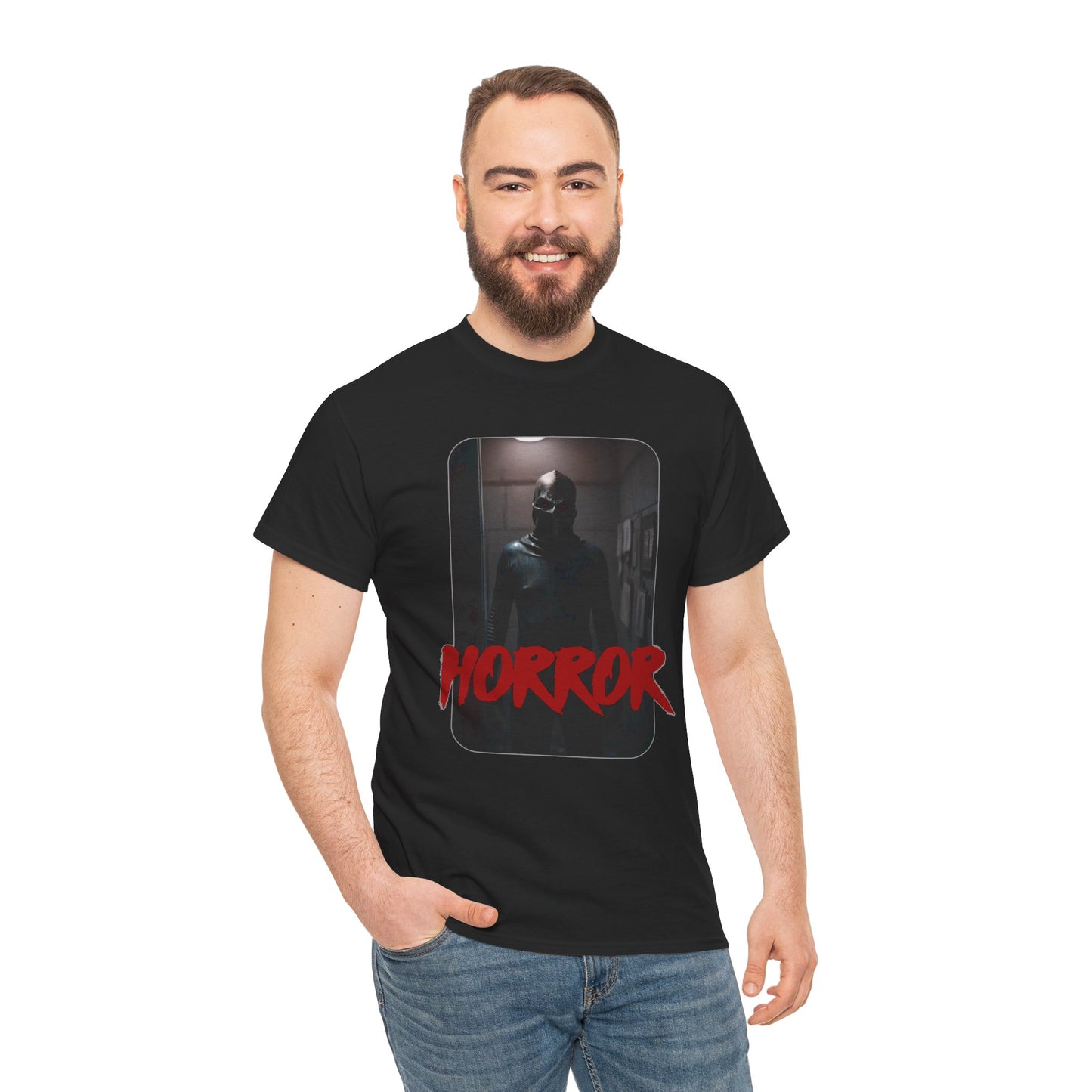 Horror-Themed Unisex Heavy Cotton Tee for Halloween and Horror Movie Fans