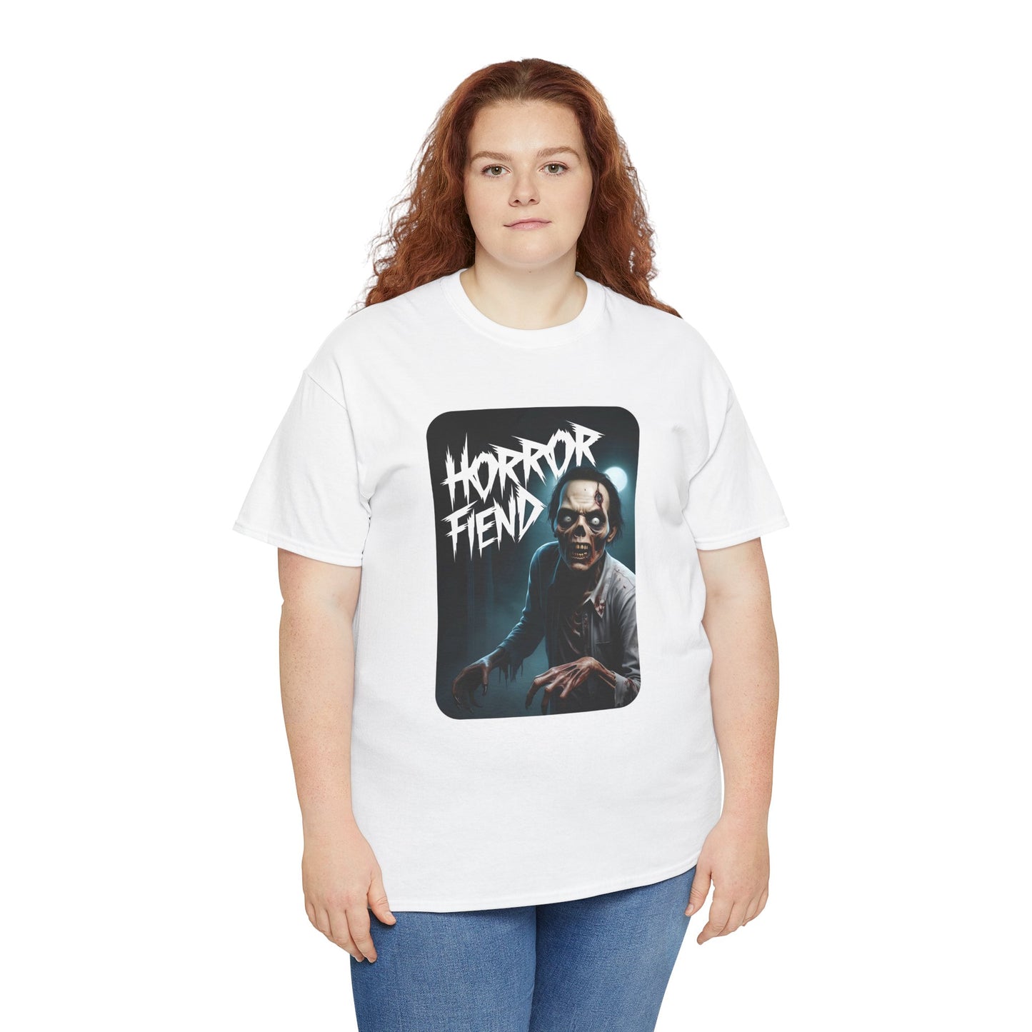 Horror Fiend Unisex Heavy Cotton Tee - Spooktacular Graphic Tee for Horror Enthusiasts