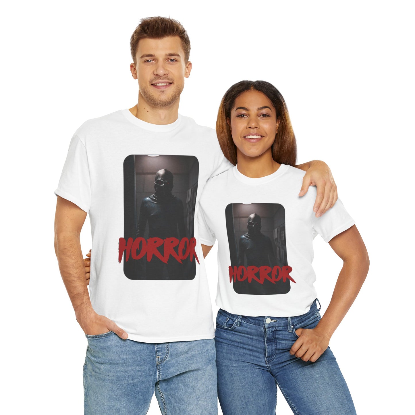 Horror-Themed Unisex Heavy Cotton Tee for Halloween and Horror Movie Fans