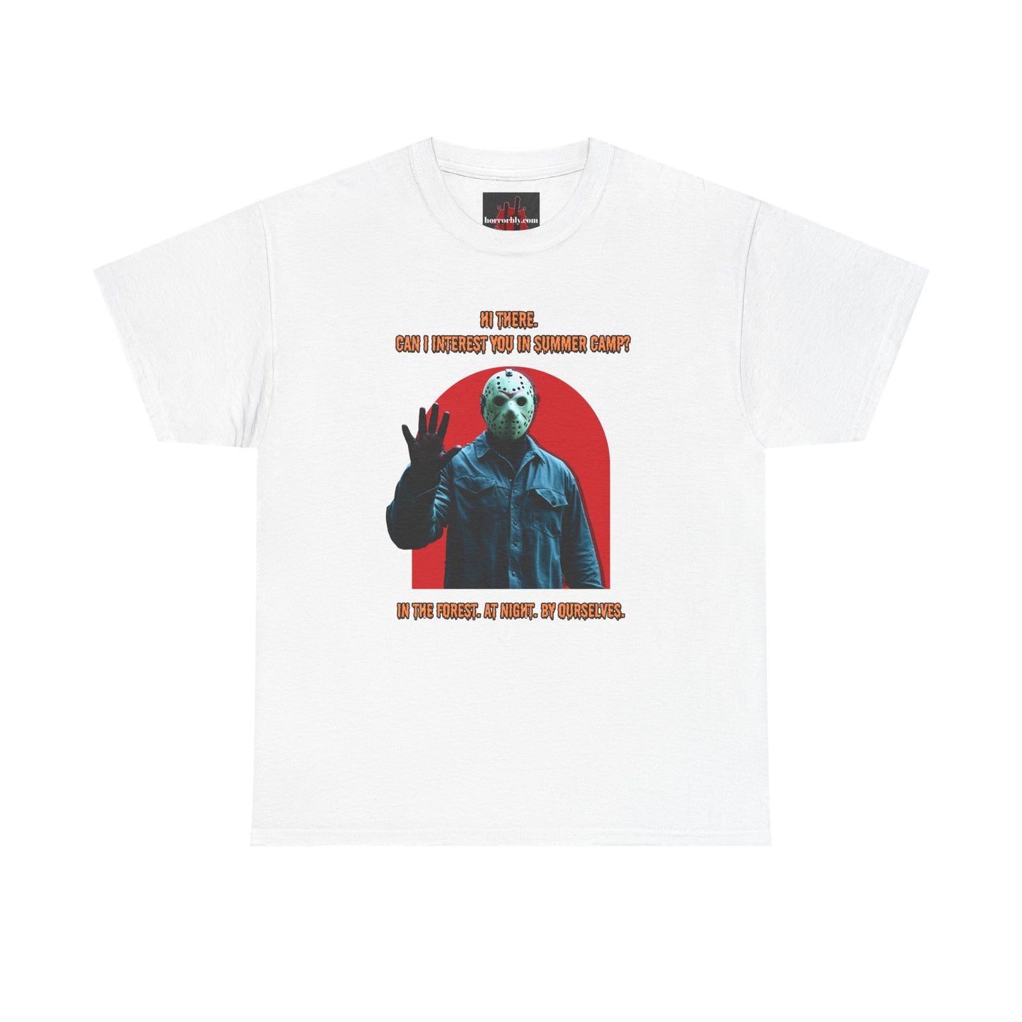 Horror Heavy Cotton Tee - 'Can I Interest You in Summer Camp?' Classic Horror Inspired Shirt