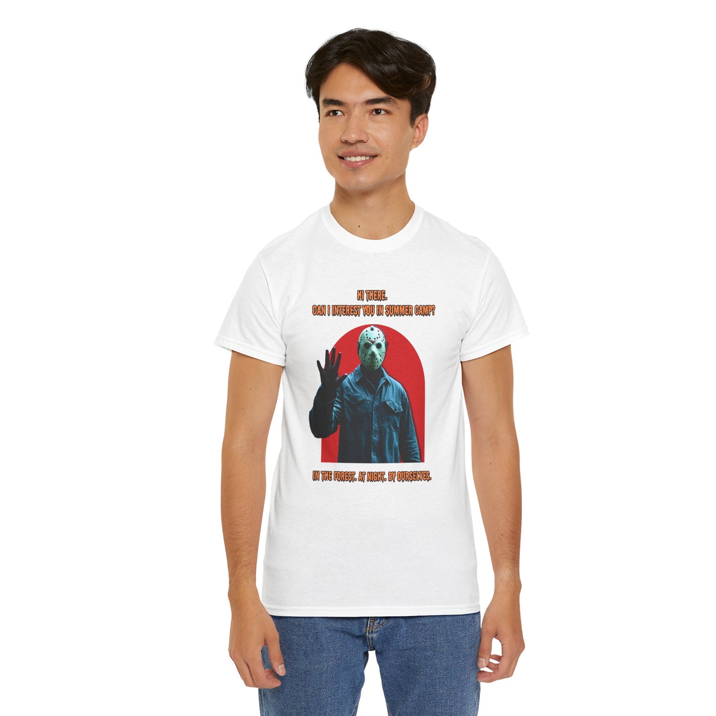 Horror Heavy Cotton Tee - 'Can I Interest You in Summer Camp?' Classic Horror Inspired Shirt