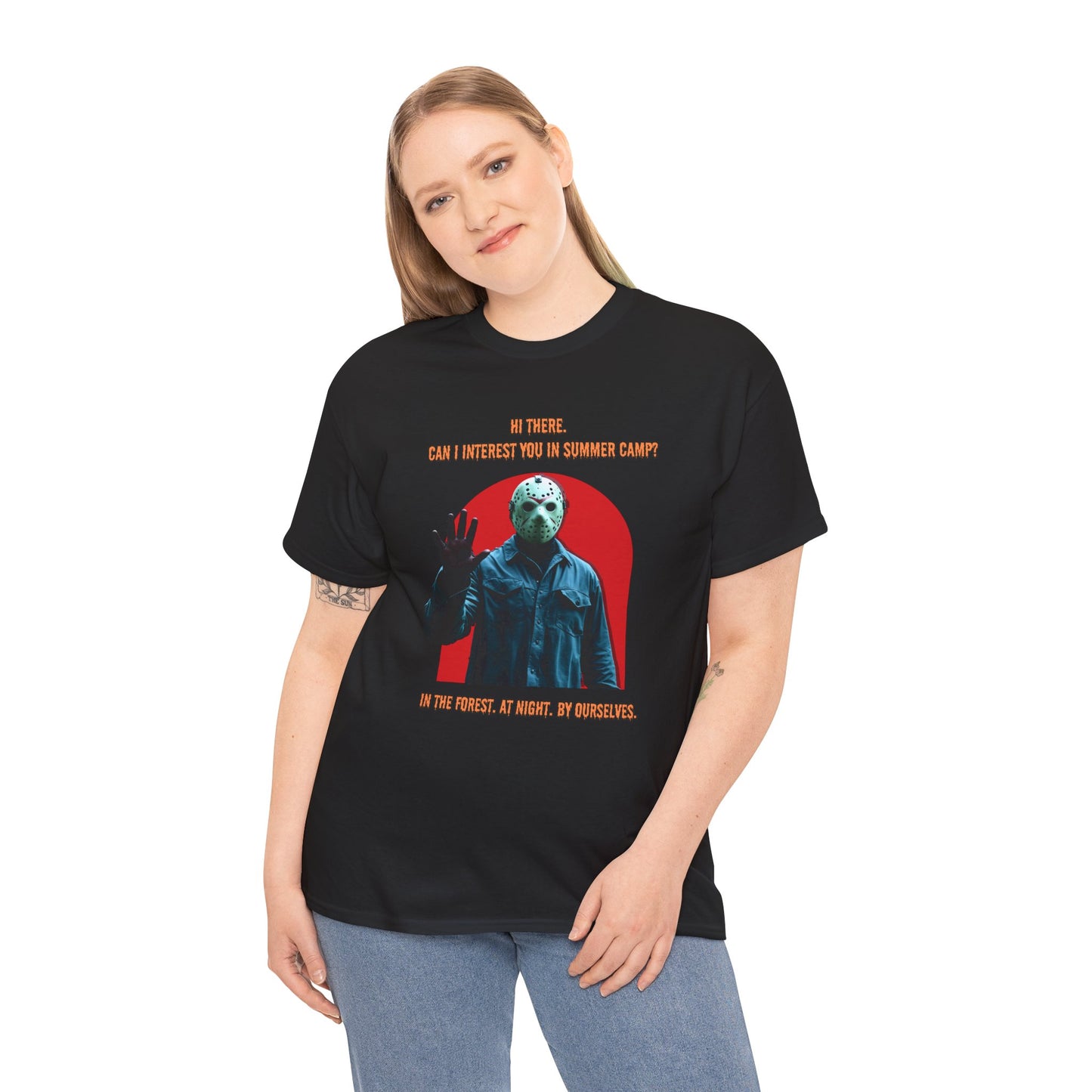 Horror Heavy Cotton Tee - 'Can I Interest You in Summer Camp?' Classic Horror Inspired Shirt