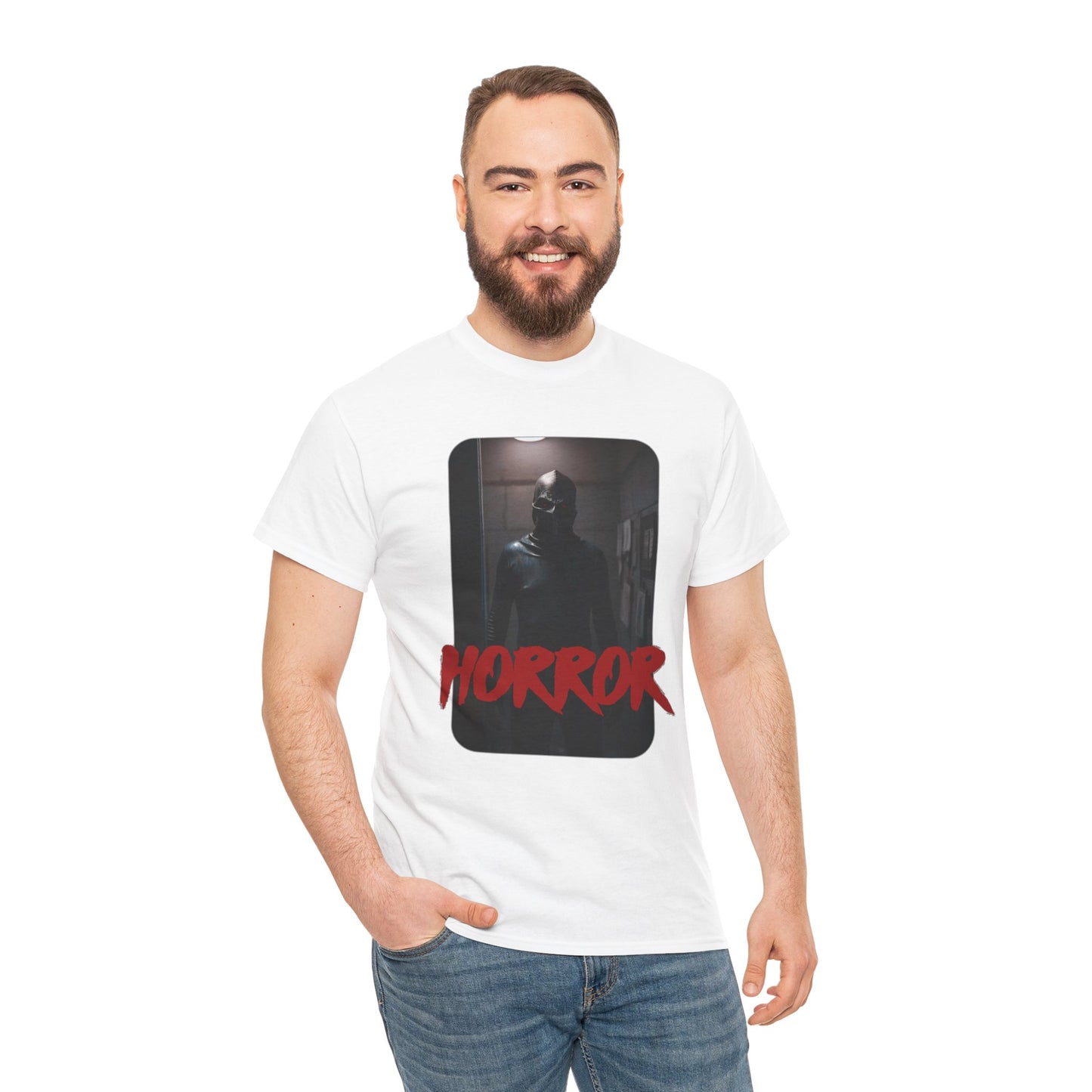 Horror-Themed Unisex Heavy Cotton Tee for Halloween and Horror Movie Fans