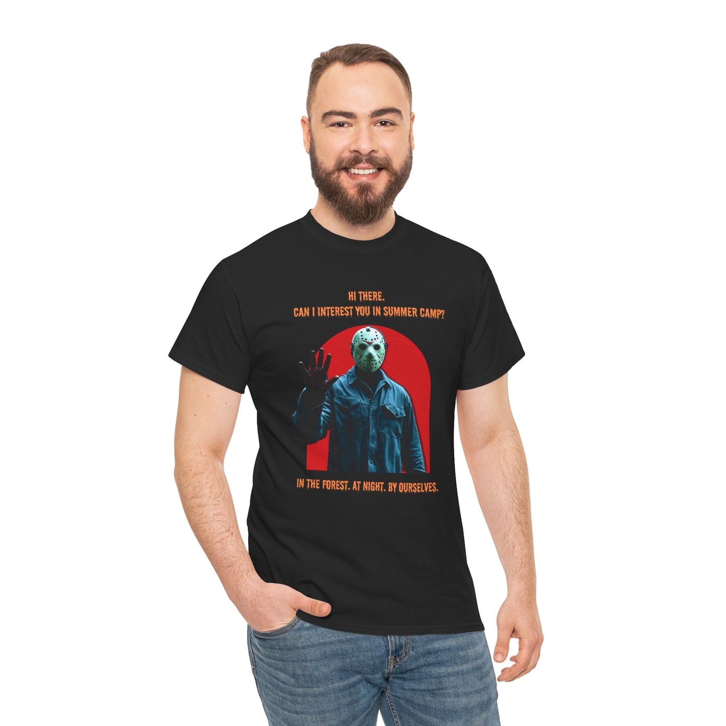 Horror Heavy Cotton Tee - 'Can I Interest You in Summer Camp?' Classic Horror Inspired Shirt
