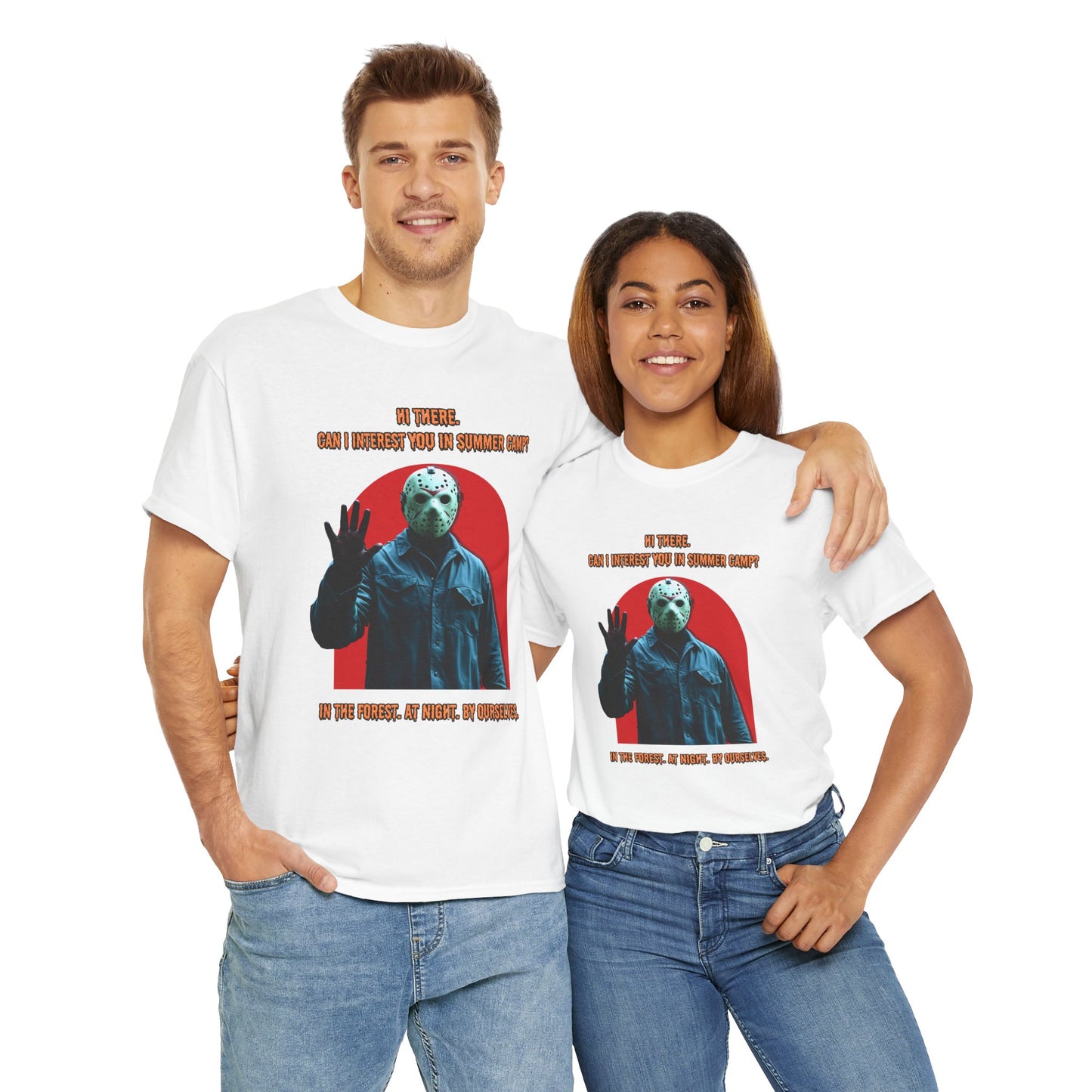 Horror Heavy Cotton Tee - 'Can I Interest You in Summer Camp?' Classic Horror Inspired Shirt