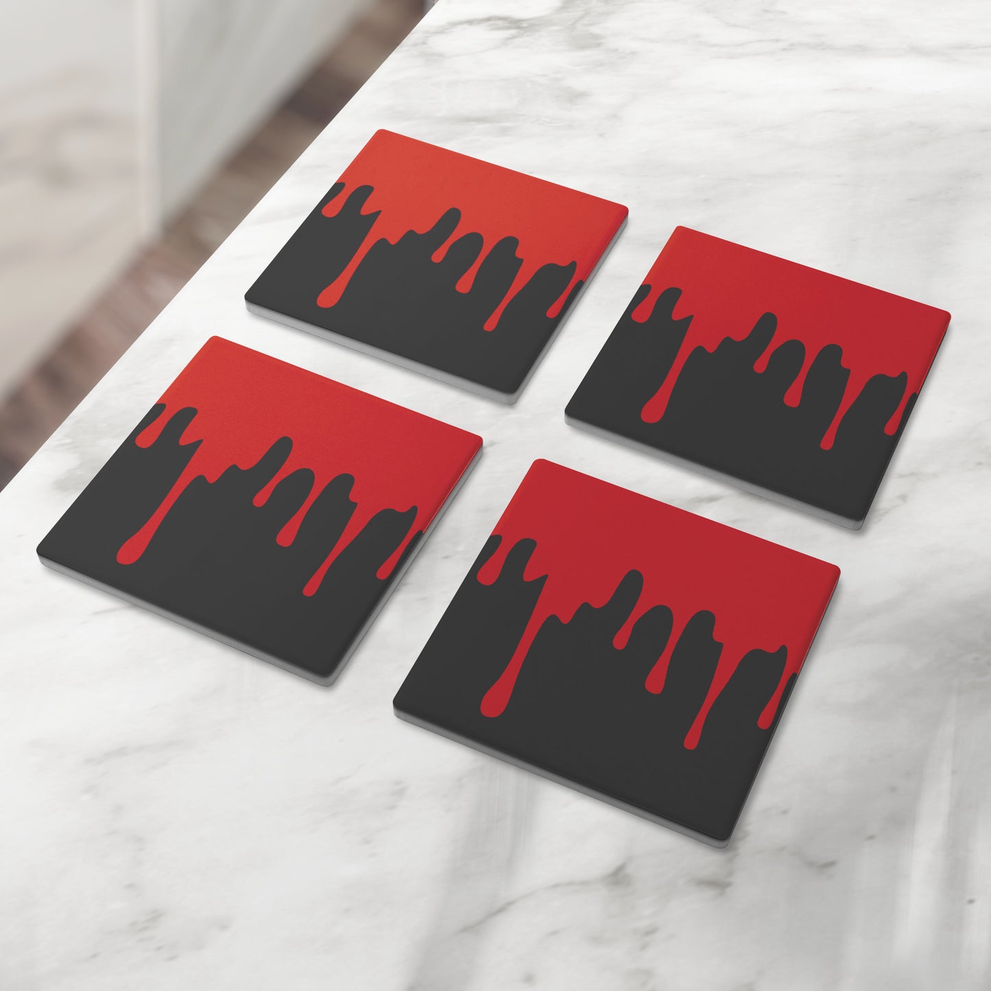 Blood Drip Coasters for Horror Enthusiasts, Set of 4