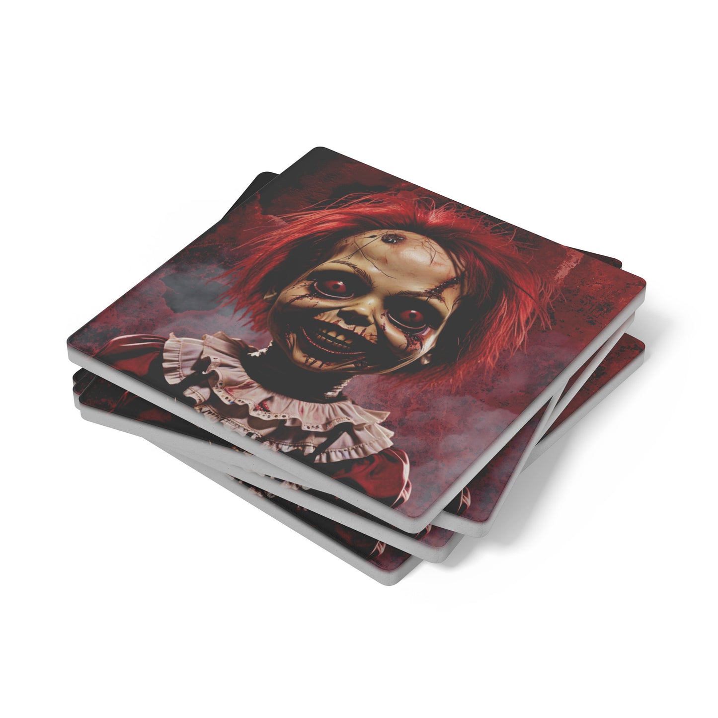 Possessed Horror Doll Coasters, Set of 4