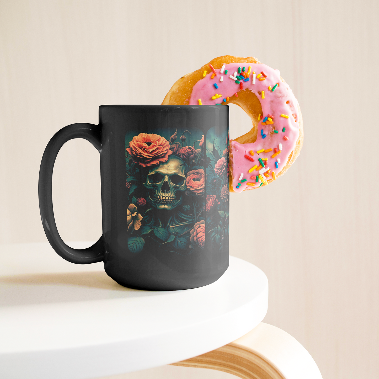 Horror_Skull_and_Floral_Ceramic_Mugs_Ce_Lifestyle_Donut_LH_Mockup.png