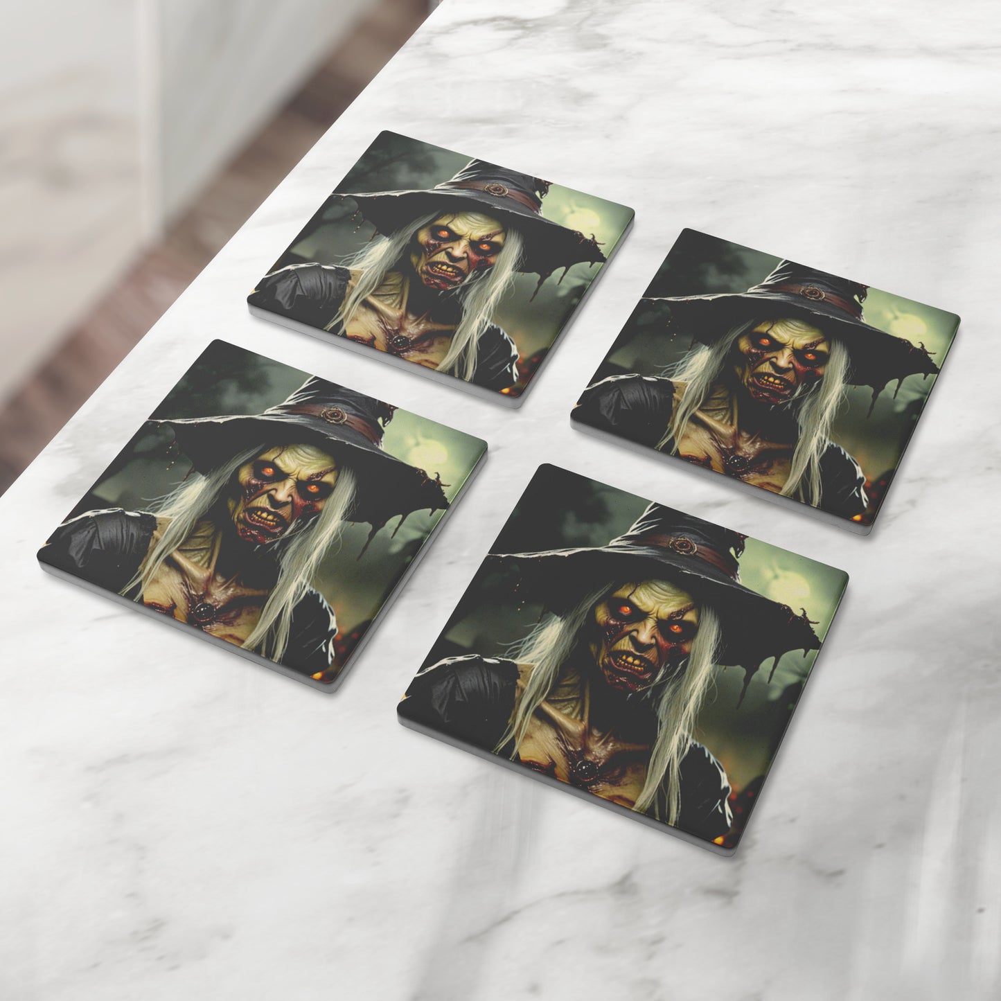 Cannibal Horror Witch Coasters, Set of 4