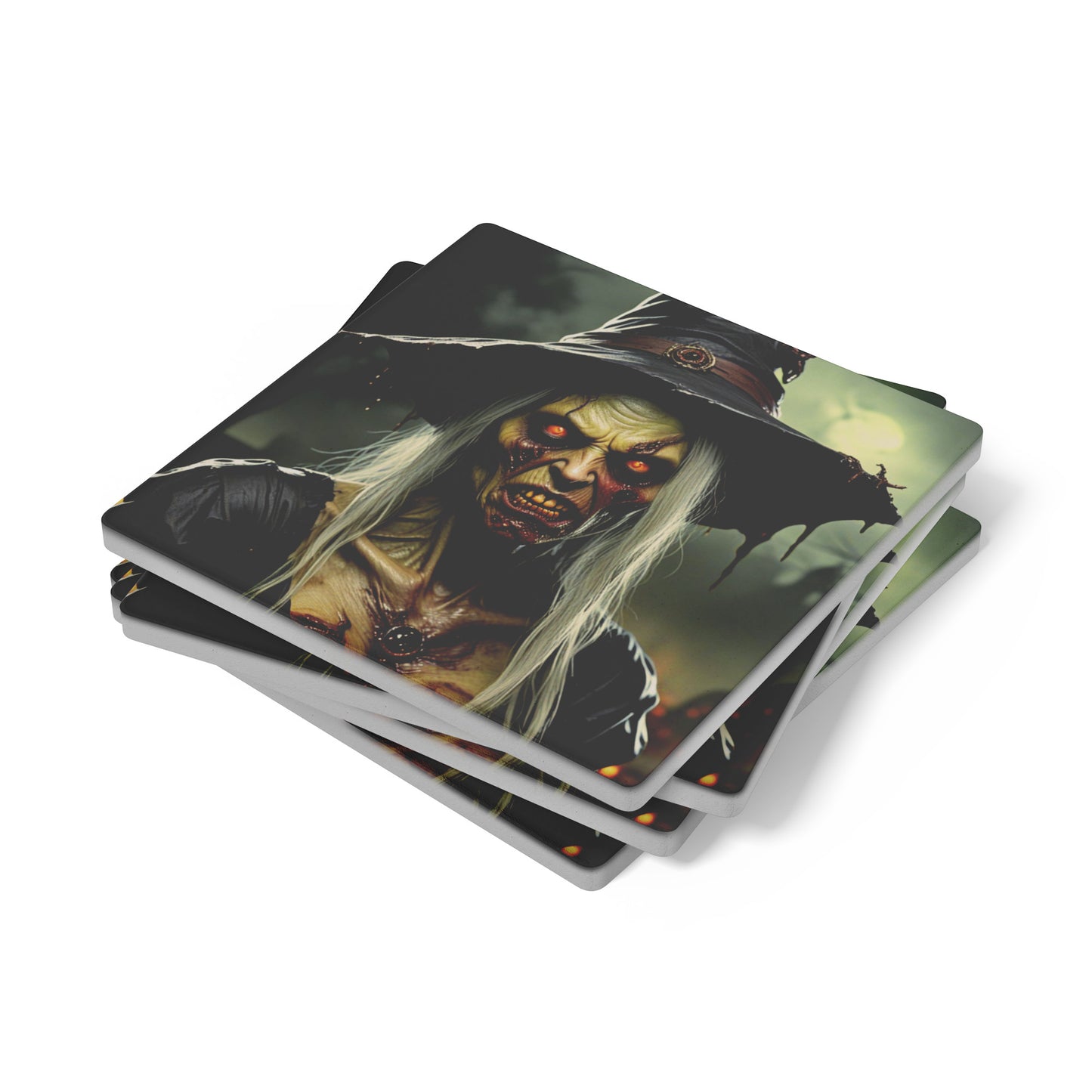 Cannibal Horror Witch Coasters, Set of 4