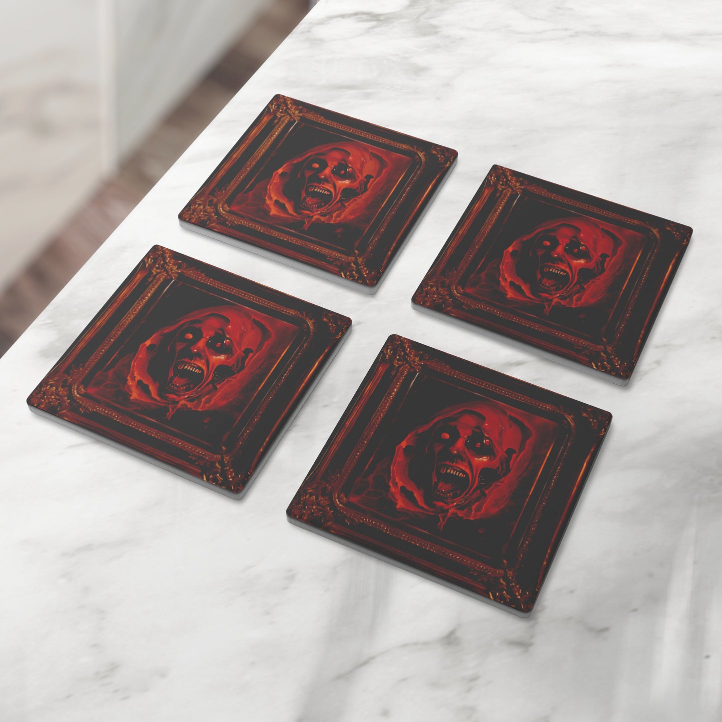 Red Gore Horror Coasters, Set of 4