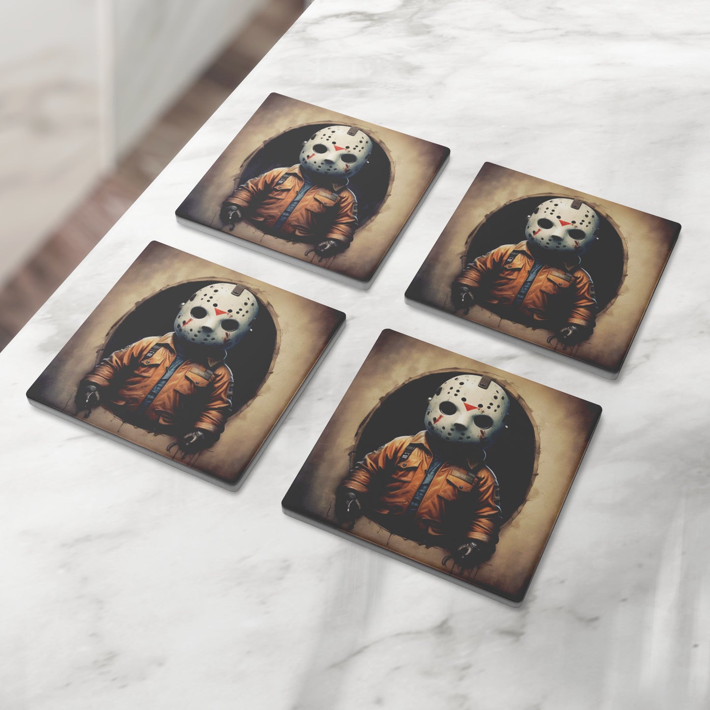 Young Voorhees Character Coaster Fan Art, Set of 4