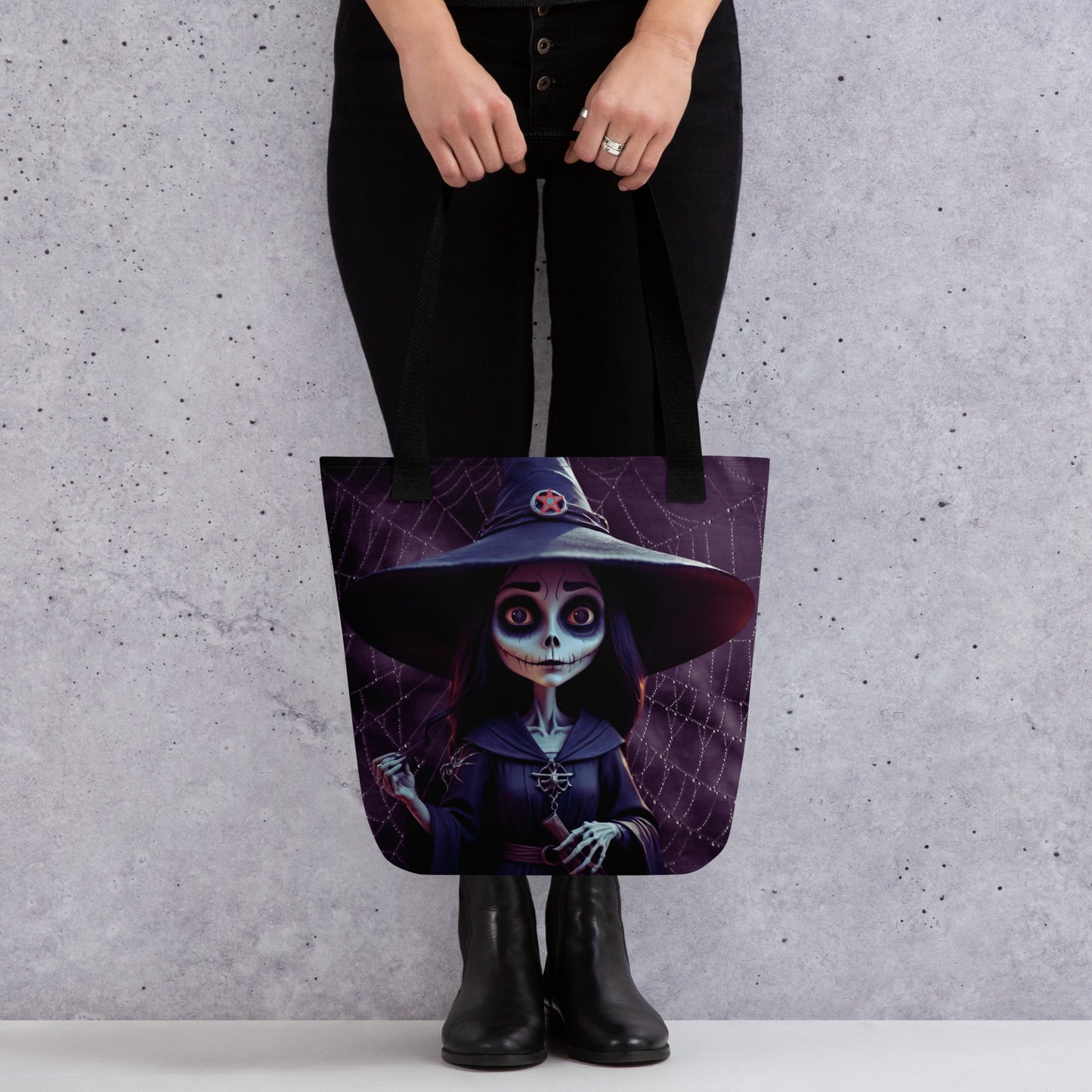 Witchy Tote Bag | Halloween Witch Tote Bag | Cartoon Witch Tote Bag