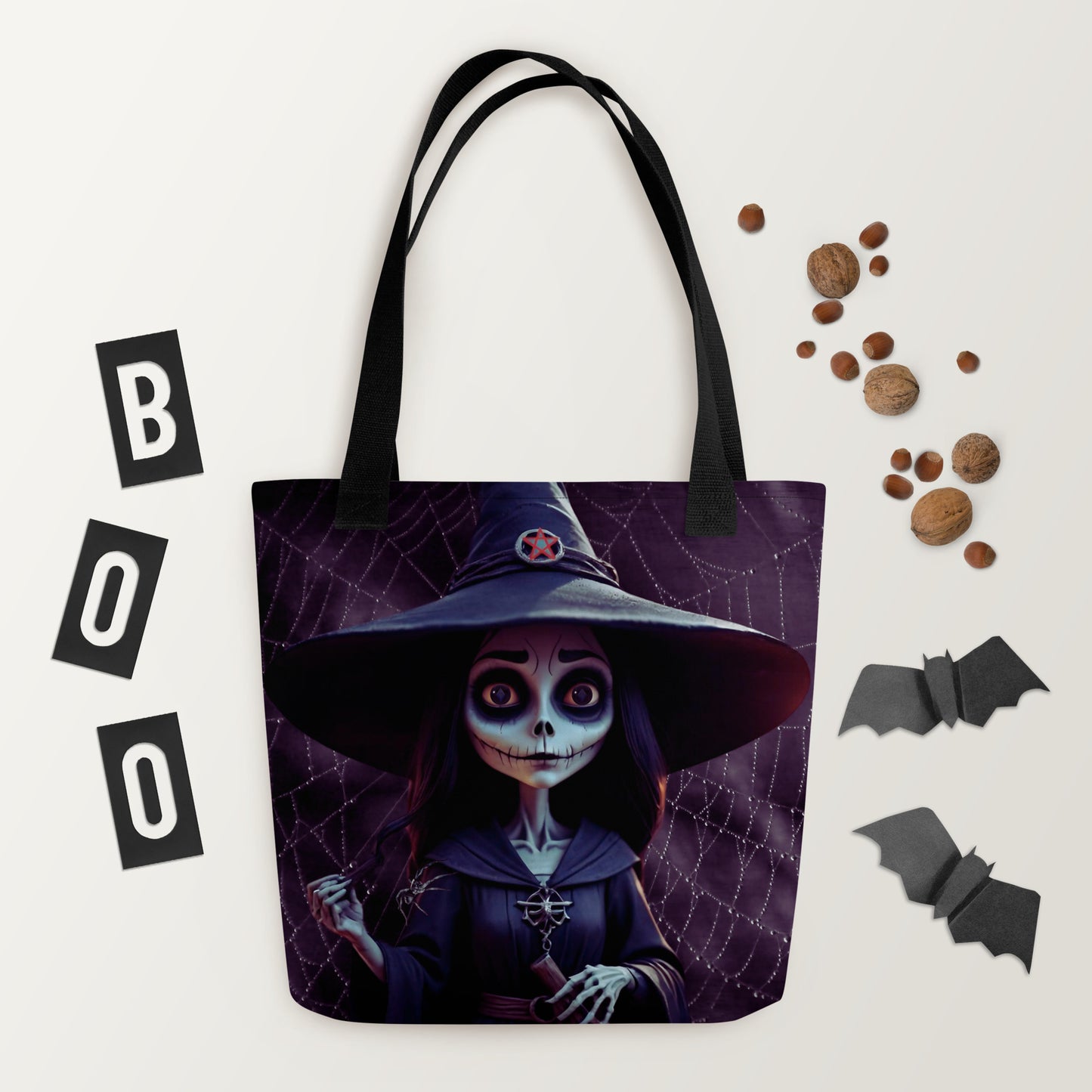 Witchy Tote Bag | Halloween Witch Tote Bag | Cartoon Witch Tote Bag