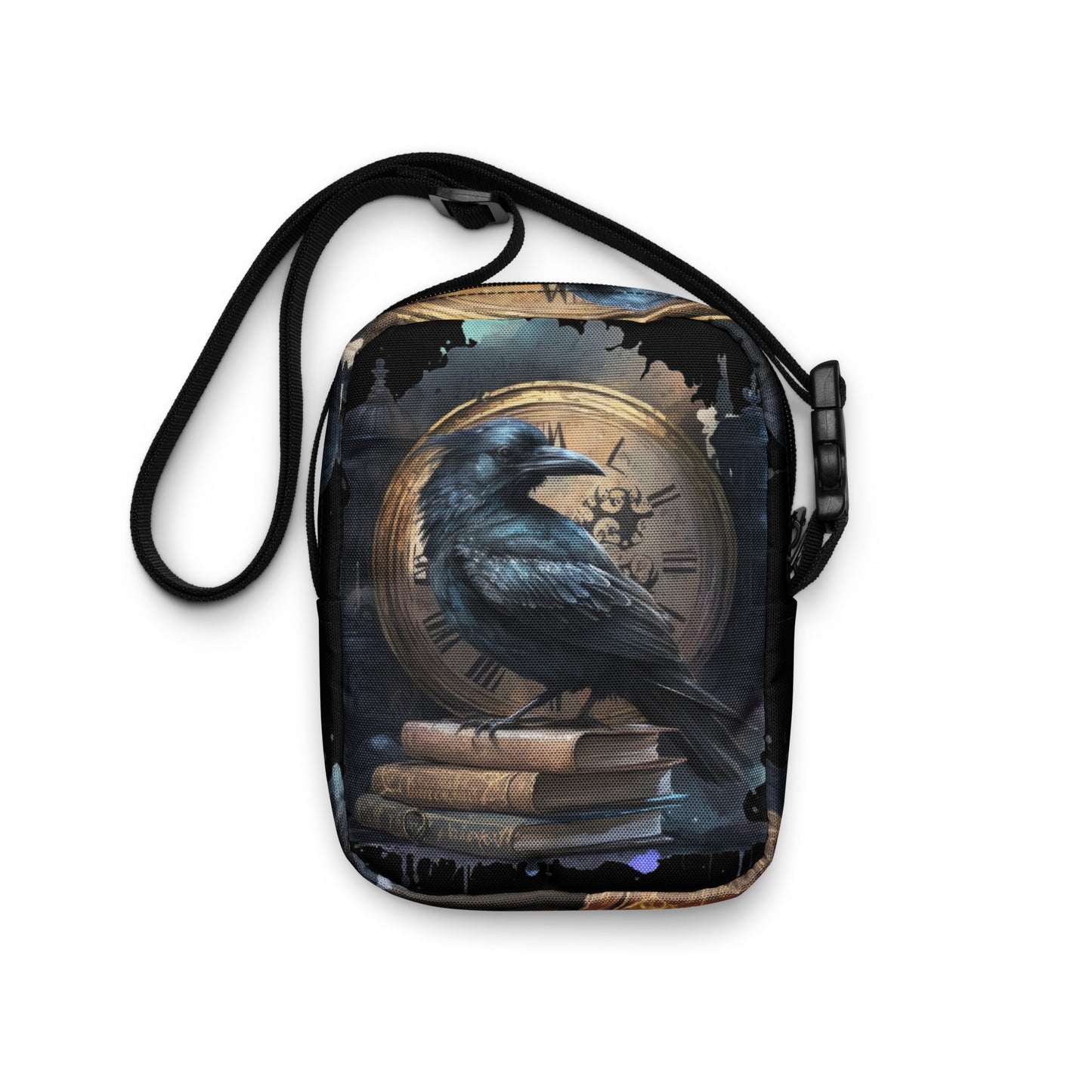 Goth Crossbody Bag Dark Academia Purse Goth Halloween Accessory Bag with Raven Black Crow Crossbody