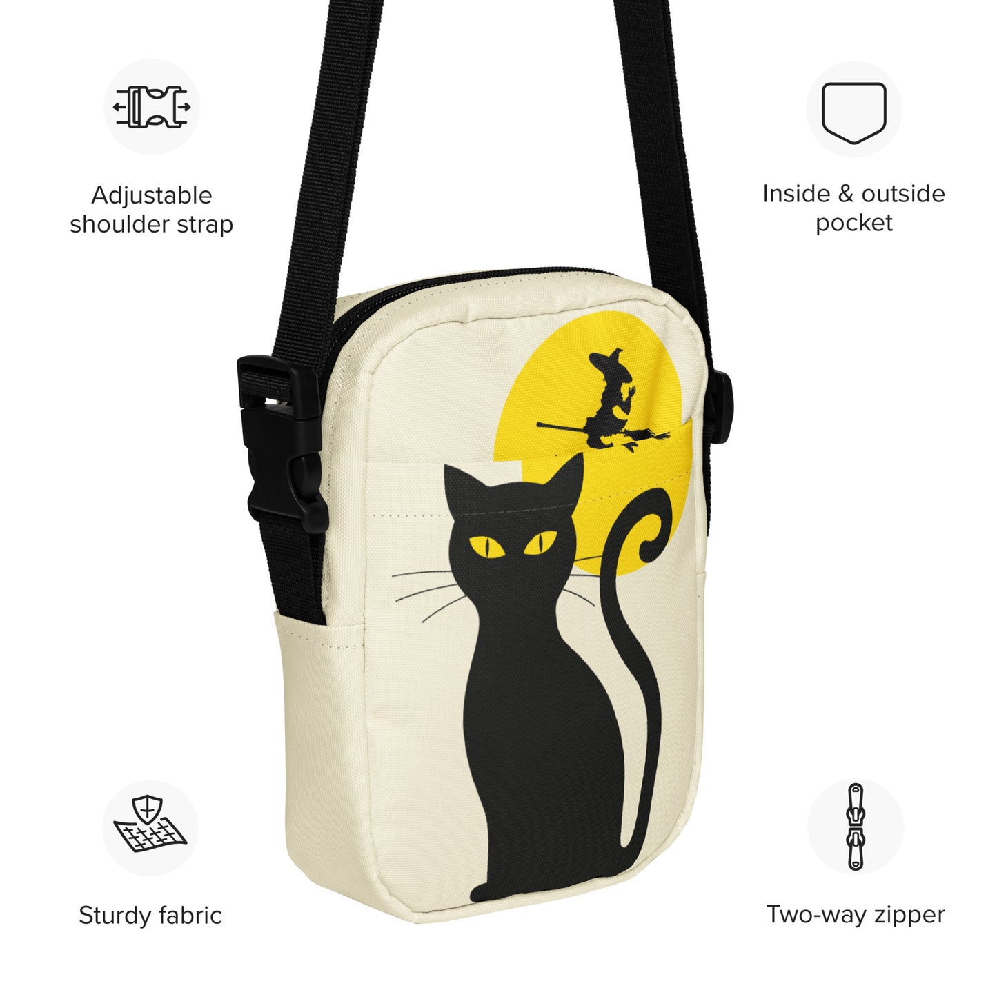 Halloween Bag Vintage Black Cat Purse Halloween Bag for Witches Witchy Crossbody Halloween Bags