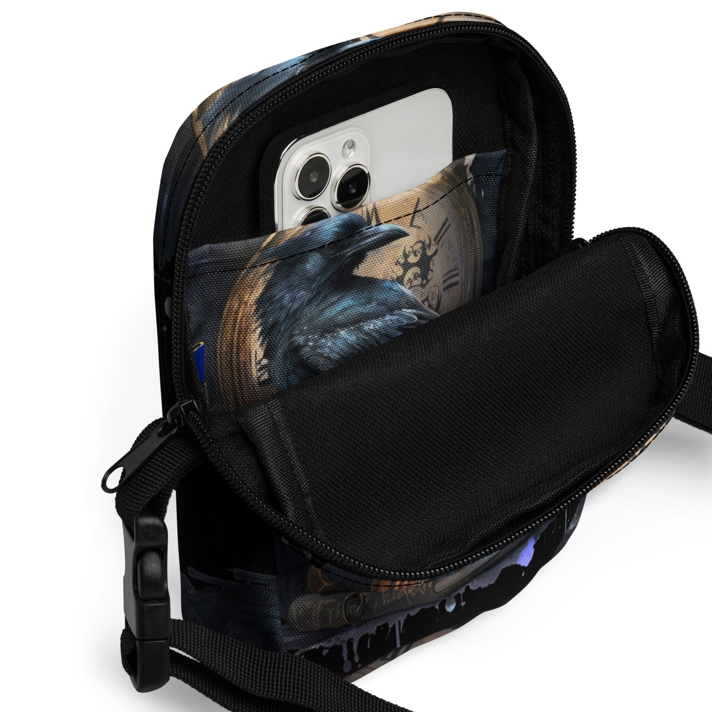 Goth Crossbody Bag Dark Academia Purse Goth Halloween Accessory Bag with Raven Black Crow Crossbody