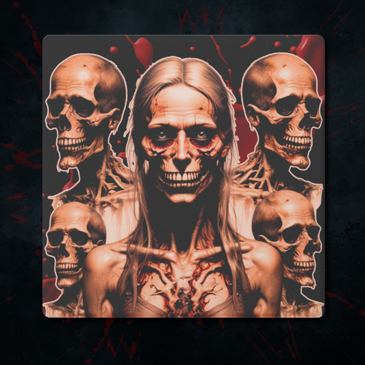 Zombie Horror Girl and Skulls Coasters, Set of 4