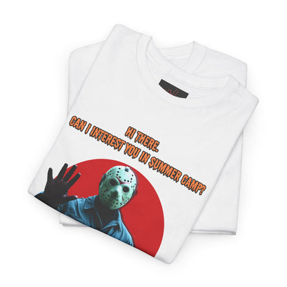 Horror Heavy Cotton Tee - 'Can I Interest You in Summer Camp?' Classic Horror Inspired Shirt