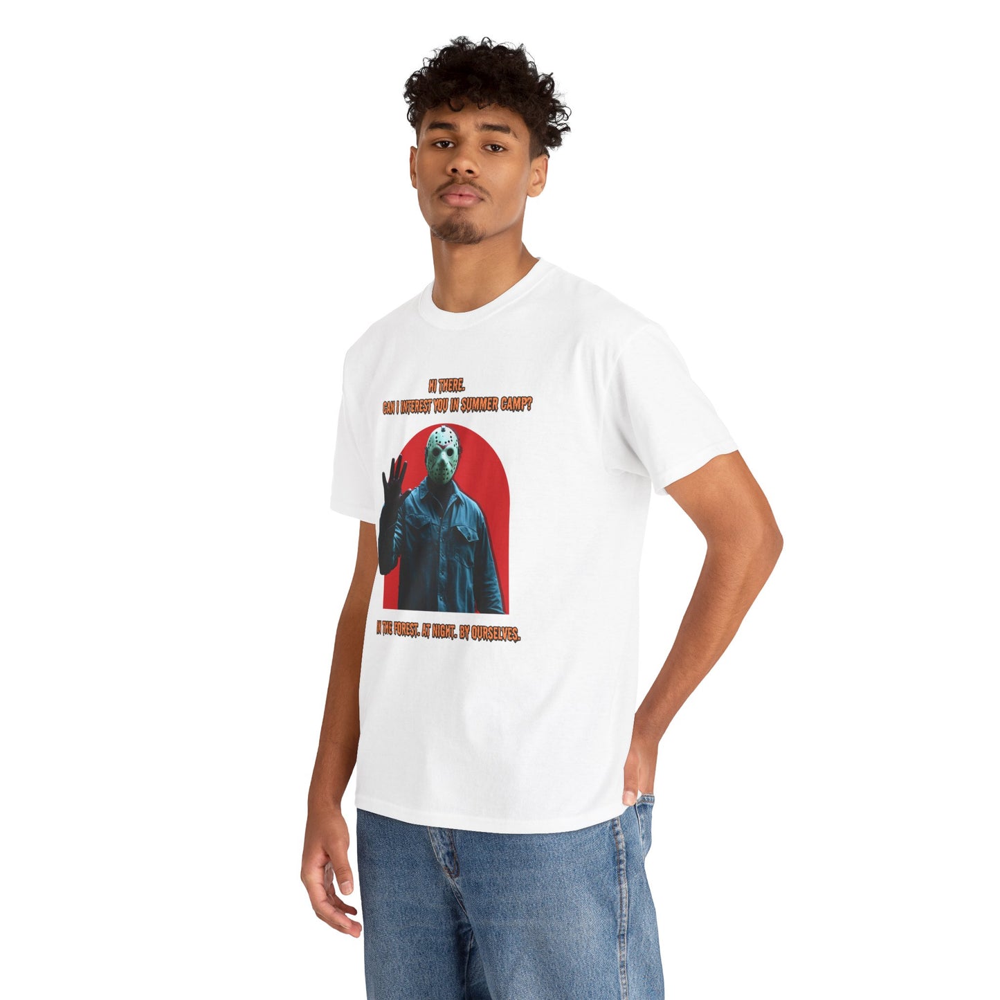 Horror Heavy Cotton Tee - 'Can I Interest You in Summer Camp?' Classic Horror Inspired Shirt