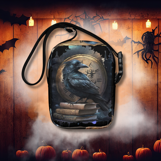 Goth Crossbody Bag Dark Academia Purse Goth Halloween Accessory Bag with Raven Black Crow Crossbody