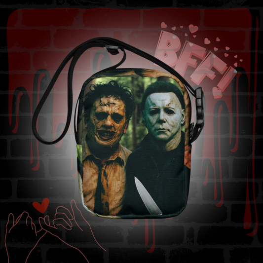 Leather Face and Michael BFFs Slashercore Bag Horror Friendship Purse Slasher Movie Crossbody Halloween Accessory Spooky Carry