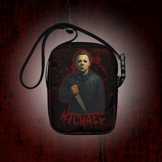 Halloween Michael Crossbody Bag Bloody "Michael" Text Slasher Movie Canvas Purse Halloween Costume Accessory Horror Fan Gift