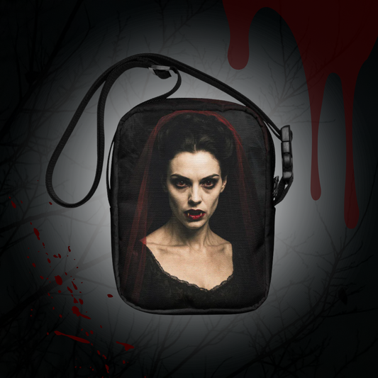 Vampire Bride Crossbody Bag Gothic Canvas Purse Dark Romance Shoulder Bag Spooky Elegant Gift for Her Halloween Accessory