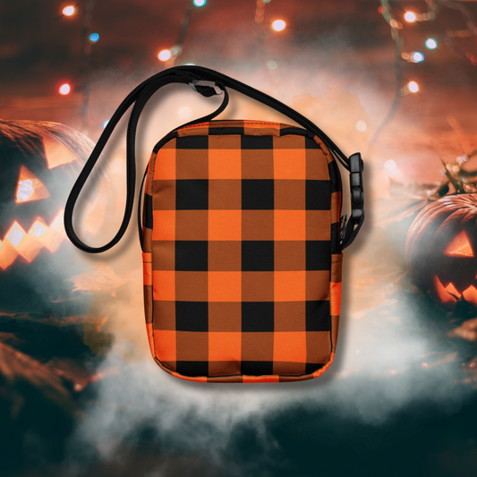 Halloween Bag Orange Plaid Crossbody Bag Halloween Crossbody Bag Orange Halloween Bag Plaid Pattern Bag