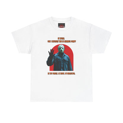 Horror Heavy Cotton Tee - 'Can I Interest You in Summer Camp?' Classic Horror Inspired Shirt