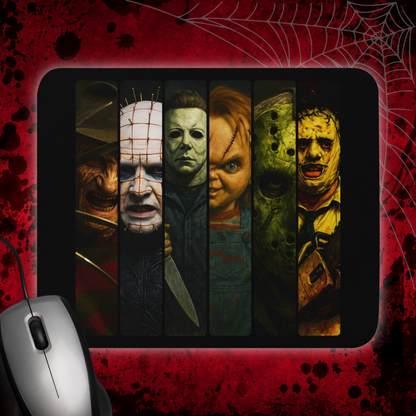 Classic Horror Icon Villains Mouse Pad for Slasher Movie Fans, Fan Art