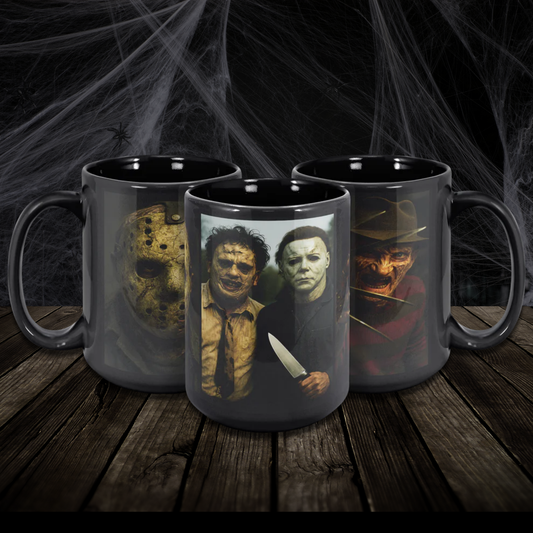 Classic Horror, Jason, Michael, Leather Face, Freddy 15oz Mug