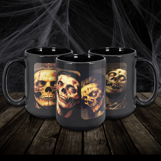 Retro Skull Zombies for Friendship Mug of Horror, 15oz Ceramic Horror Cup that Doubles and a Horror Mug just for You!