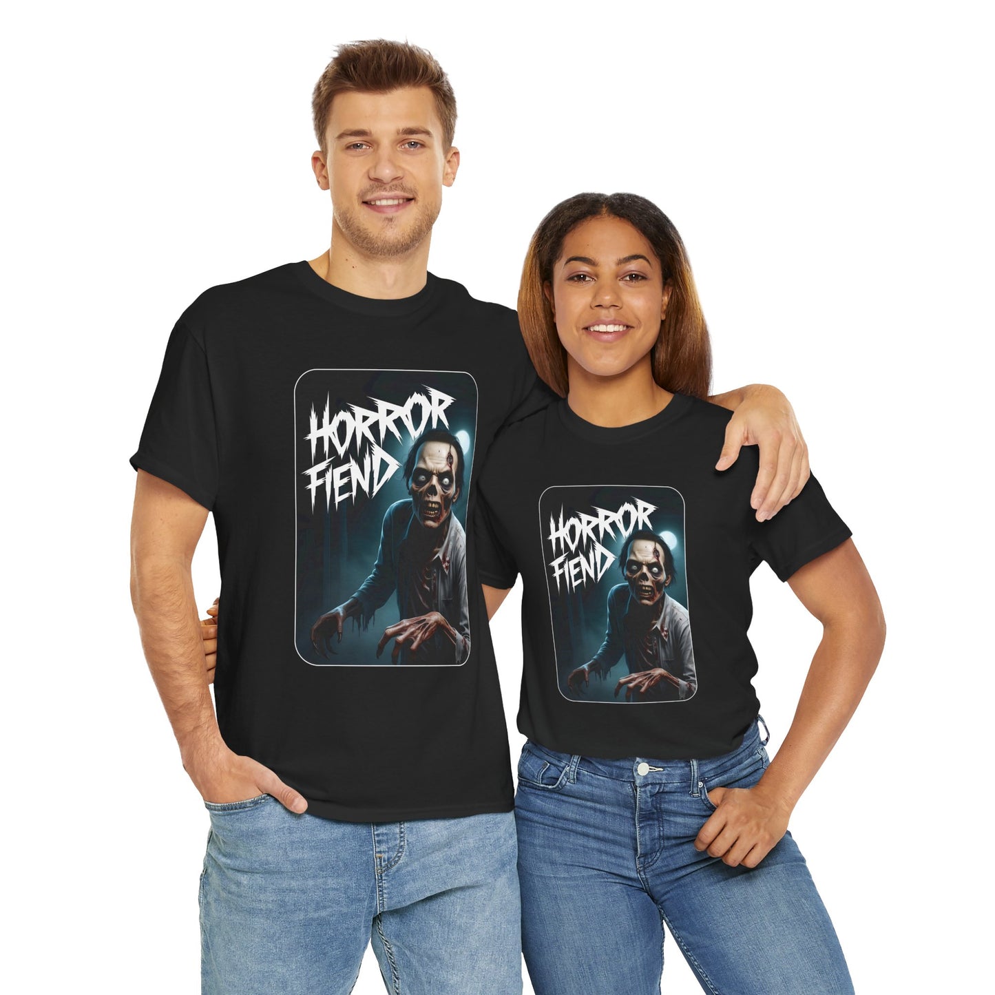 Horror Fiend Unisex Heavy Cotton Tee - Spooktacular Graphic Tee for Horror Enthusiasts