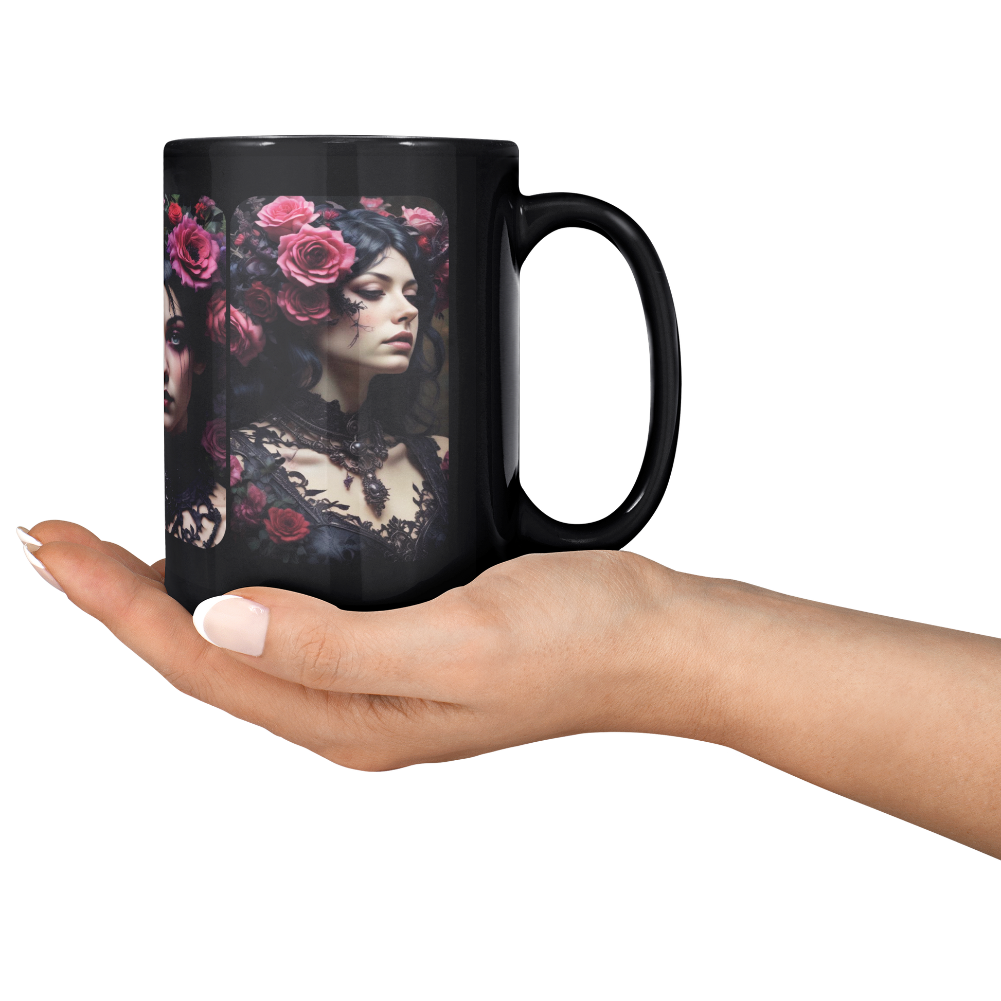 Floral_Goth_Girl_15oz_Ceramic_Mug_Lifestyle_RH_Serving_Mockup.png