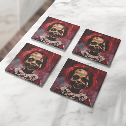 Possessed Horror Doll Coasters, Set of 4