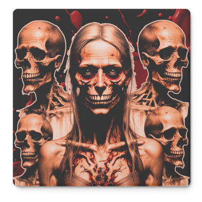 Zombie Horror Girl and Skulls Coasters, Set of 4