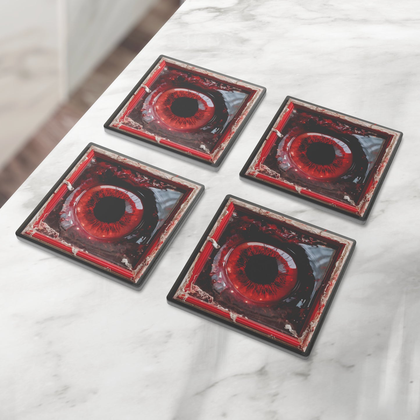 Scary Eyeball Gore Horror Coasters, Set of 4