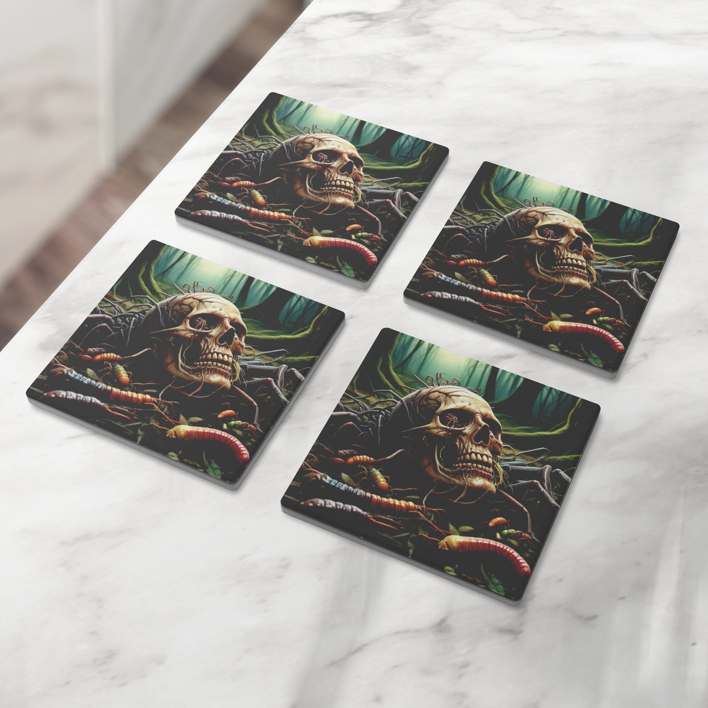 Stone Skull Coasters, Set of 4