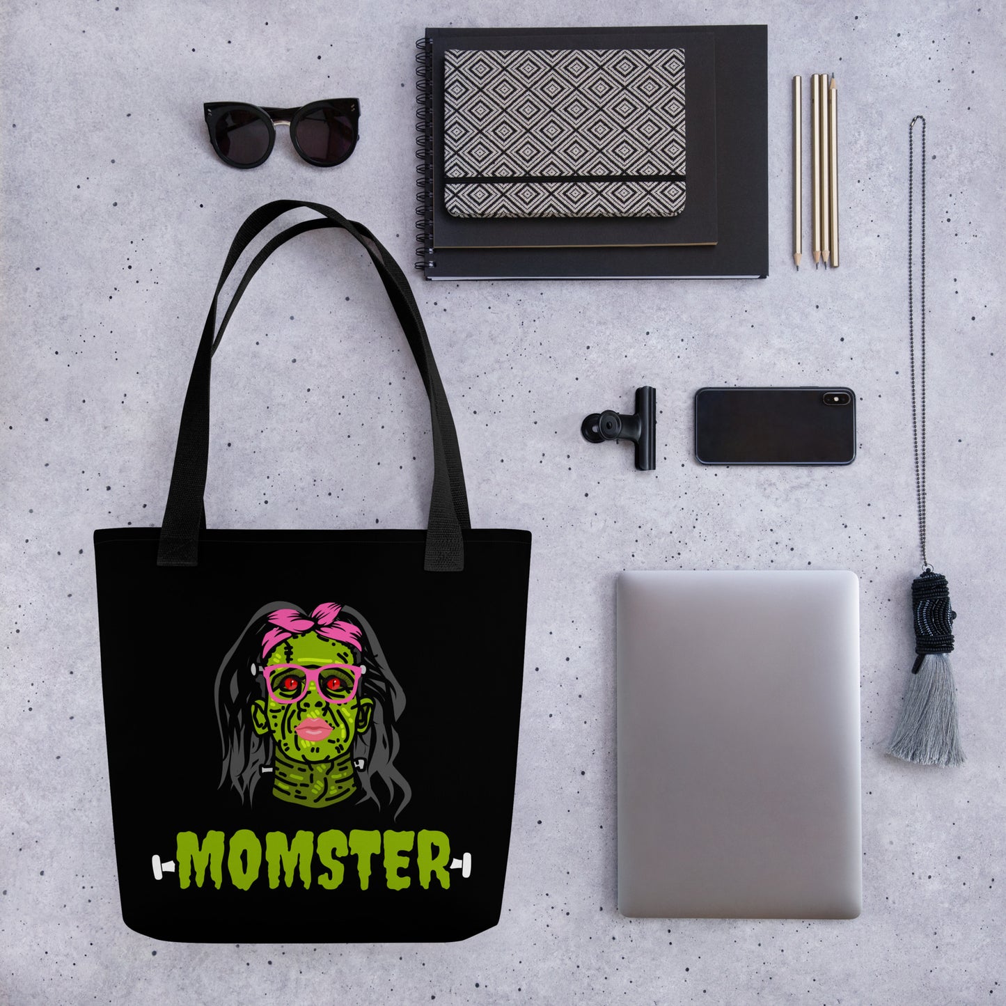 Momster Tote Bag | Halloween Pattern Tote Bag | Halloween Tote Bag